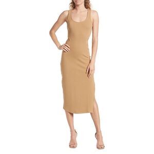 Heartloom Minka Side Cutout Ribbed Midi Dress in Latte Size Large New NWT